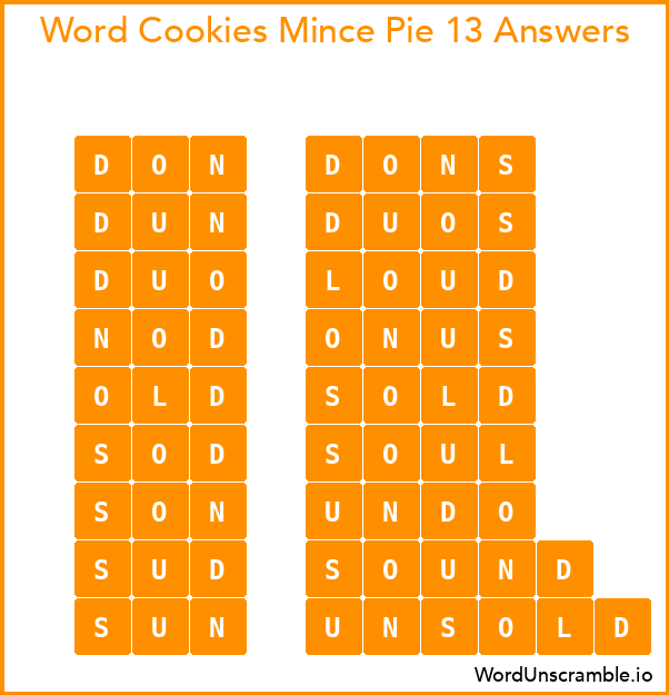 Word Cookies Mince Pie 13 Answers