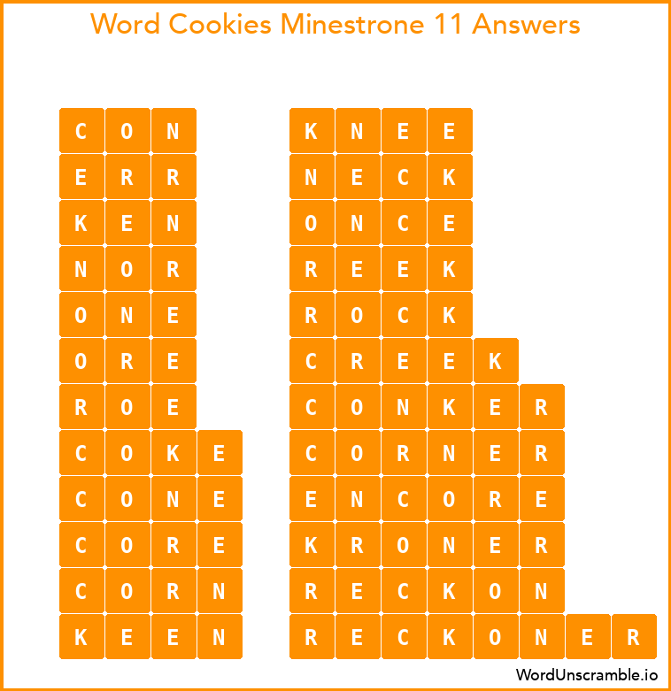 Word Cookies Minestrone 11 Answers