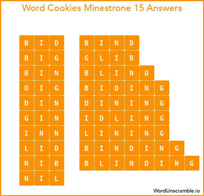 Word Cookies Minestrone 15 Answers