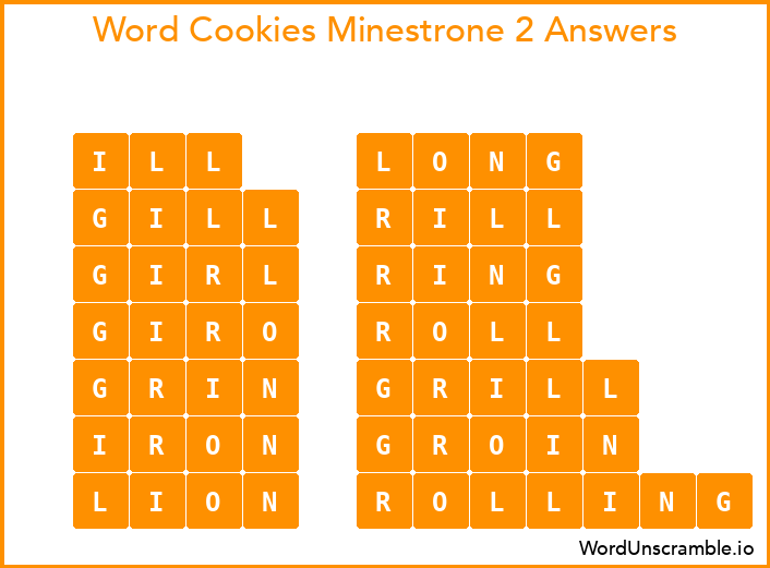 Word Cookies Minestrone 2 Answers