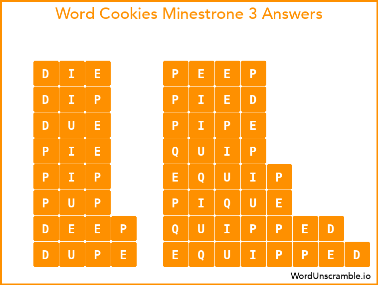 Word Cookies Minestrone 3 Answers