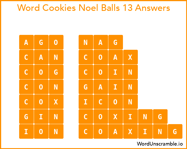 Word Cookies Noel Balls 13 Answers