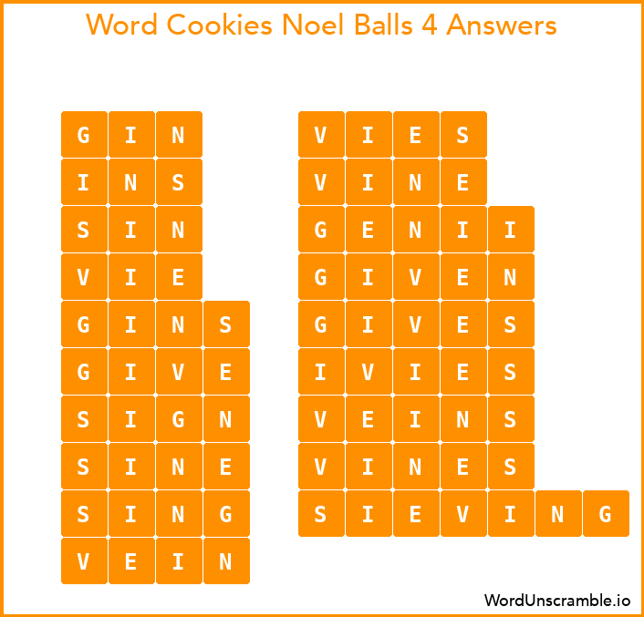 Word Cookies Noel Balls 4 Answers