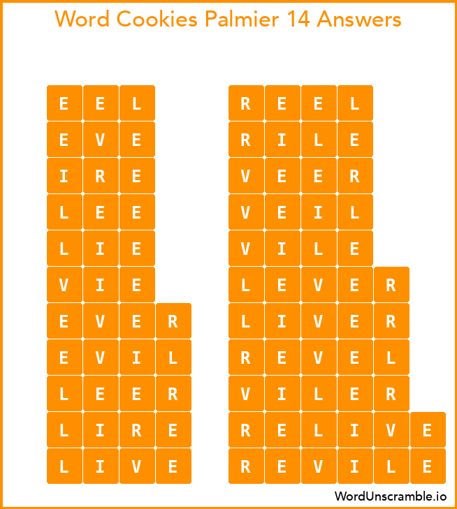 Word Cookies Palmier 14 Answers