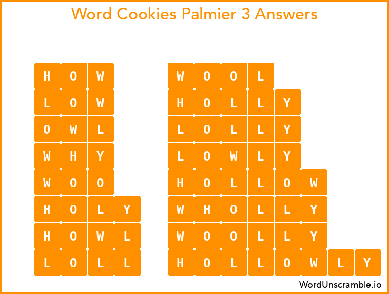 Word Cookies Palmier 3 Answers