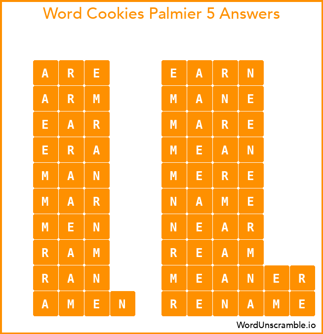 Word Cookies Palmier 5 Answers
