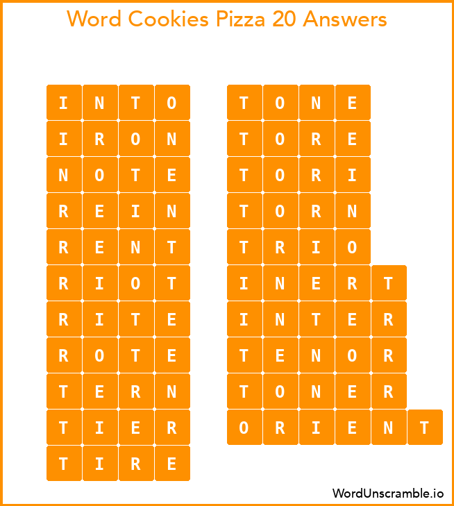 Word Cookies Pizza 20 Answers