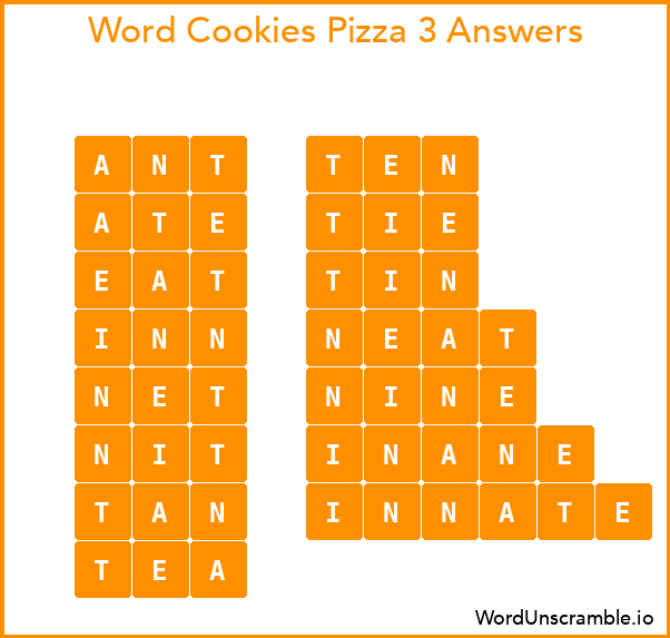 Word Cookies Pizza 3 Answers
