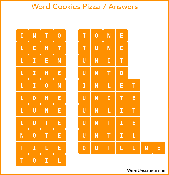 Word Cookies Pizza 7 Answers