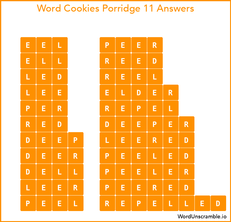 Word Cookies Porridge 11 Answers