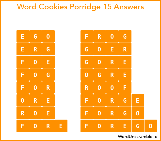 Word Cookies Porridge 15 Answers