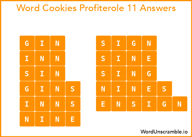Word Cookies Profiterole 11 Answers