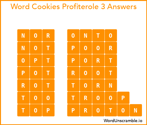 Word Cookies Profiterole 3 Answers