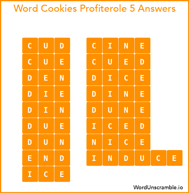 Word Cookies Profiterole 5 Answers