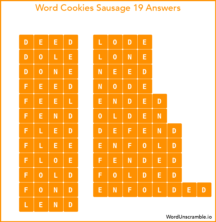 Word Cookies Sausage 19 Answers
