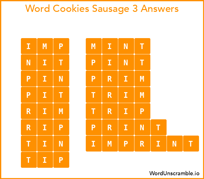 Word Cookies Sausage 3 Answers