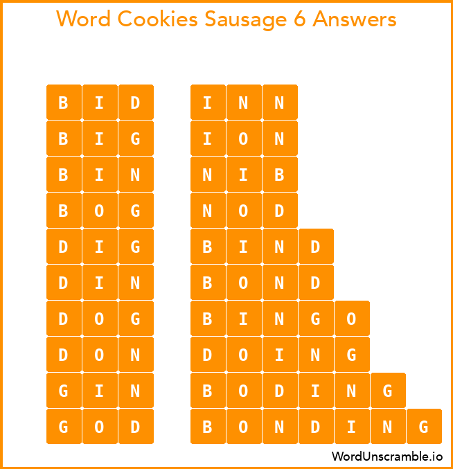Word Cookies Sausage 6 Answers