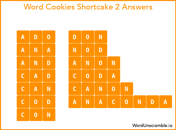 Word Cookies Shortcake 2 Answers