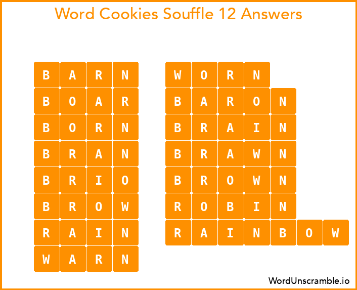 Word Cookies Souffle 12 Answers