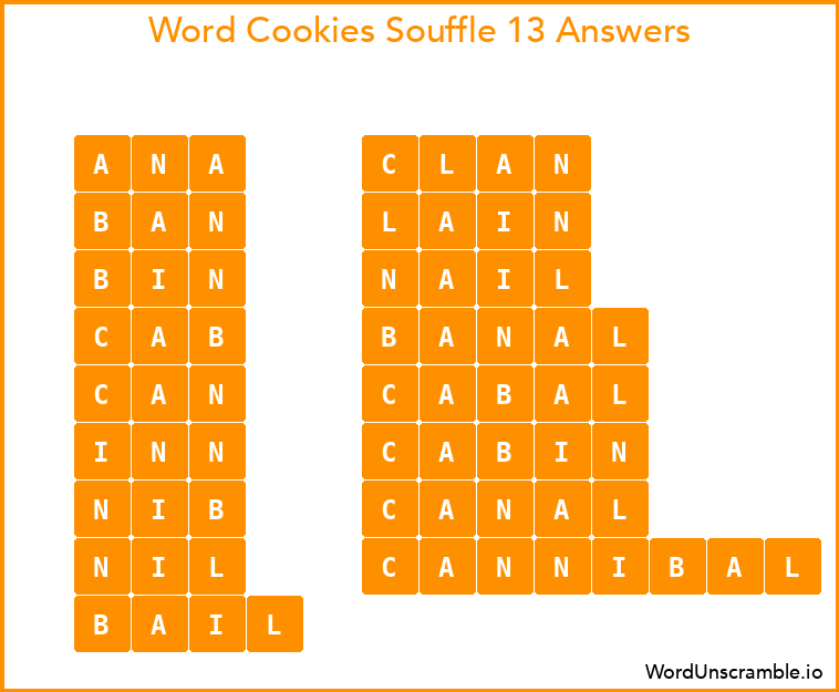 Word Cookies Souffle 13 Answers