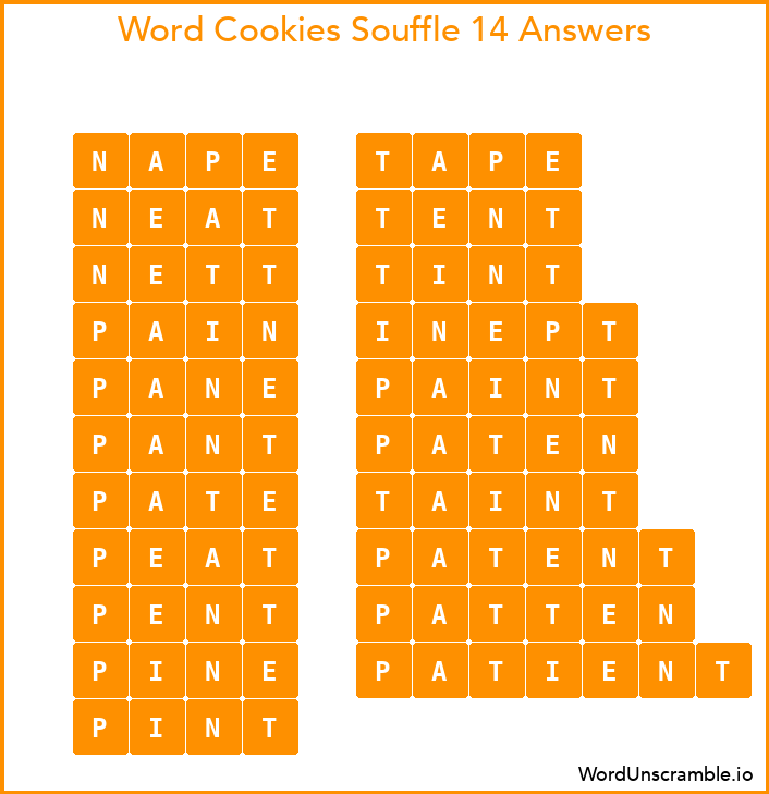Word Cookies Souffle 14 Answers