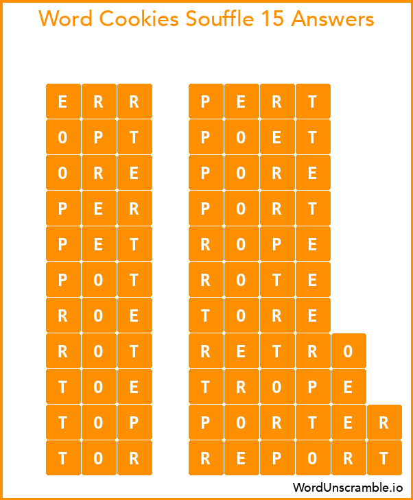 Word Cookies Souffle 15 Answers