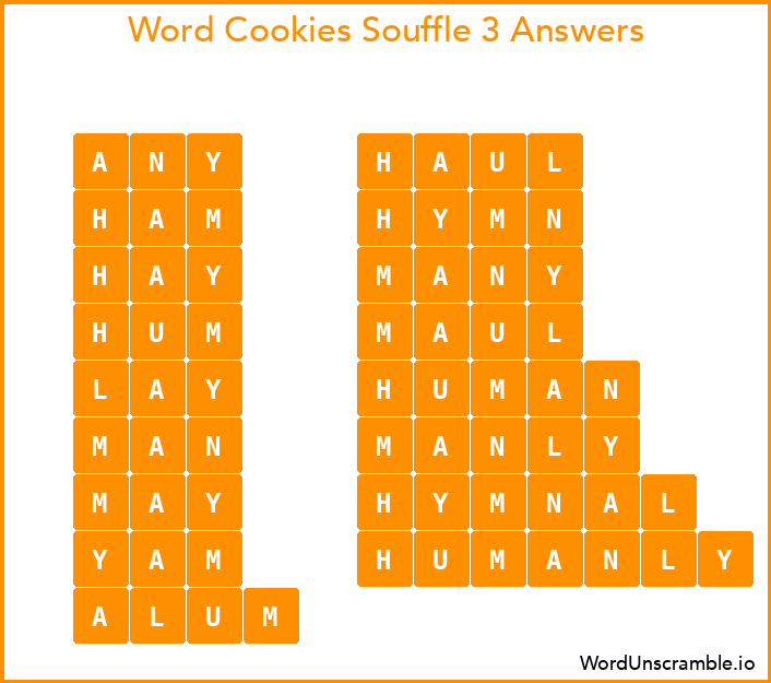 Word Cookies Souffle 3 Answers