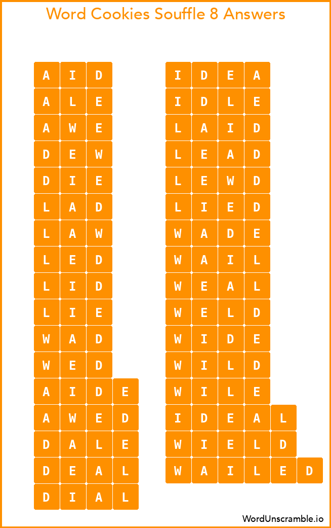 Word Cookies Souffle 8 Answers