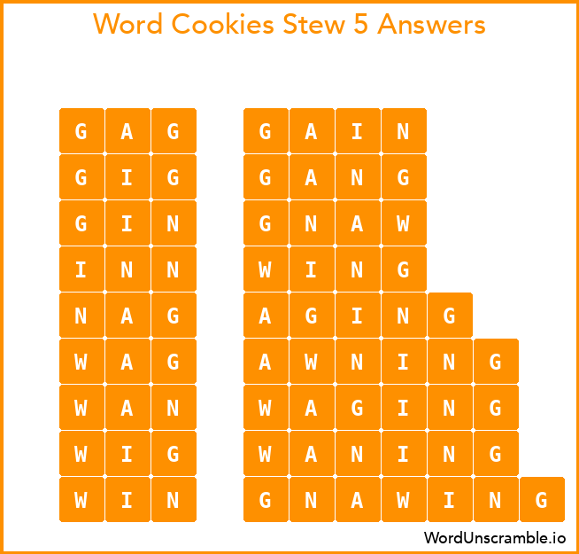 Word Cookies Stew 5 Answers