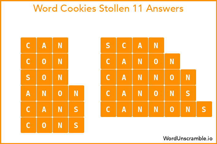 Word Cookies Stollen 11 Answers