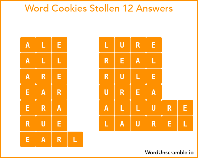 Word Cookies Stollen 12 Answers