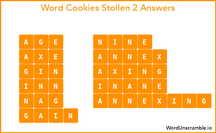 Word Cookies Stollen 2 Answers