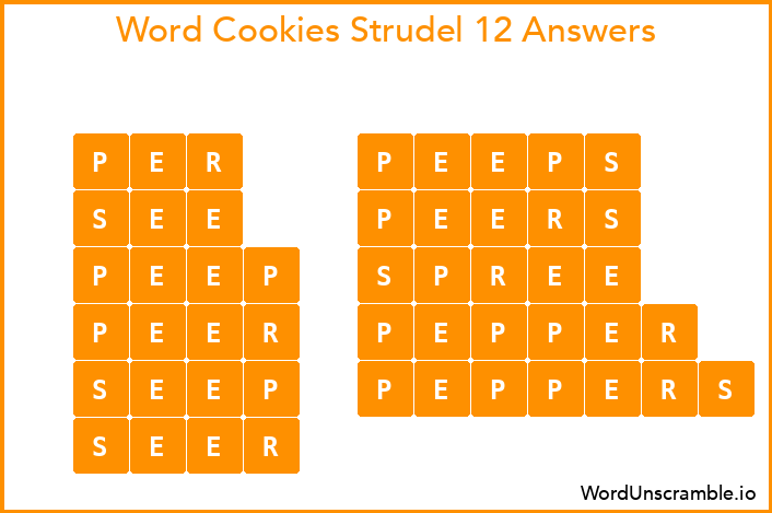 Word Cookies Strudel 12 Answers