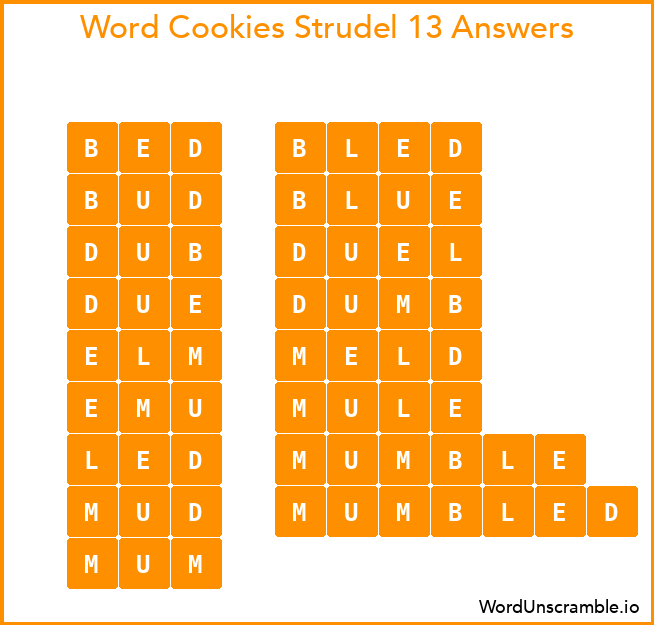 Word Cookies Strudel 13 Answers