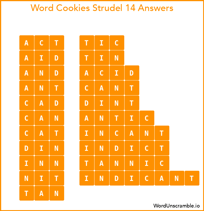 Word Cookies Strudel 14 Answers
