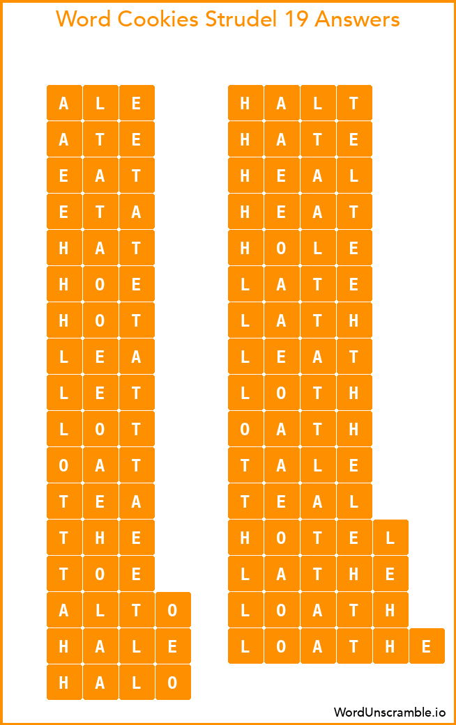 Word Cookies Strudel 19 Answers