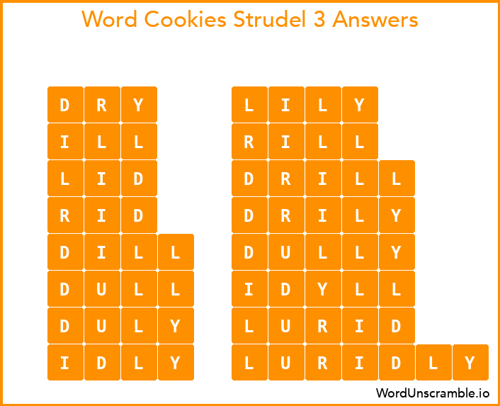 Word Cookies Strudel 3 Answers