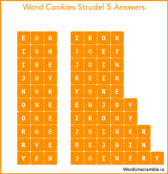 Word Cookies Strudel 5 Answers