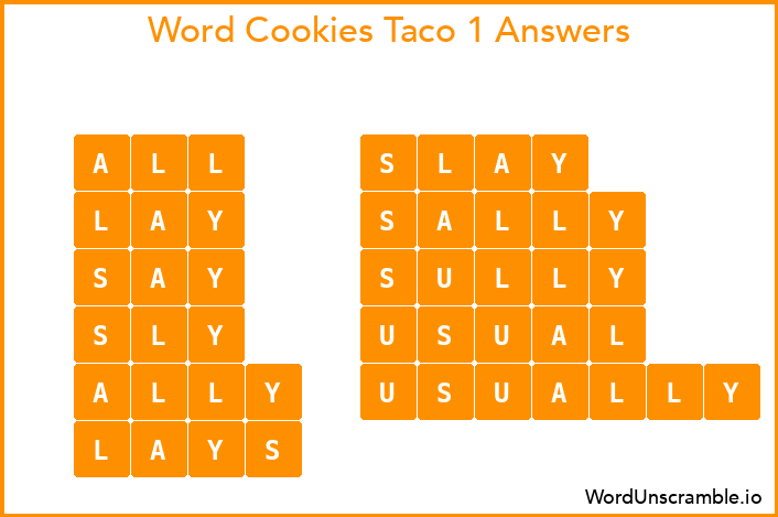 Word Cookies Taco 1 Answers
