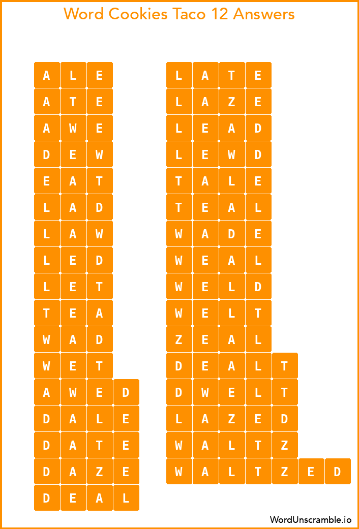 Word Cookies Taco 12 Answers