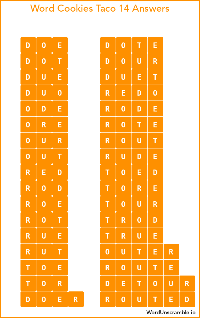 Word Cookies Taco 14 Answers