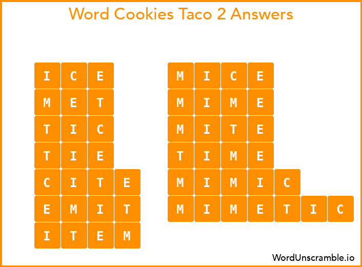 Word Cookies Taco 2 Answers