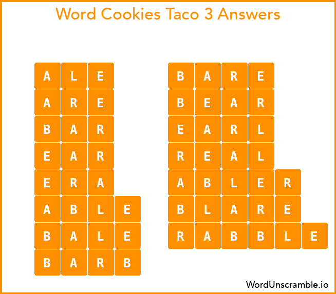 Word Cookies Taco 3 Answers
