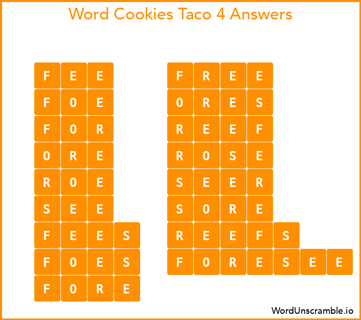 Word Cookies Taco 4 Answers