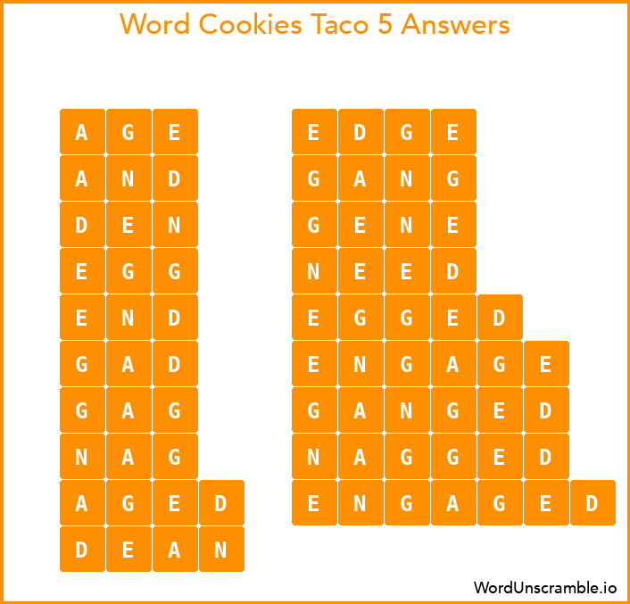 Word Cookies Taco 5 Answers