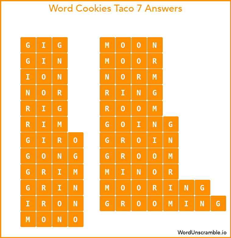 Word Cookies Taco 7 Answers