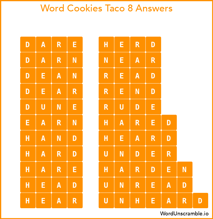 Word Cookies Taco 8 Answers