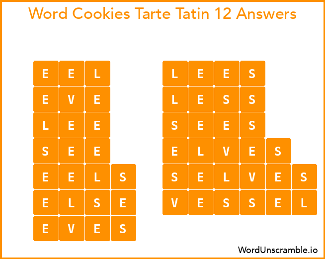Word Cookies Tarte Tatin 12 Answers