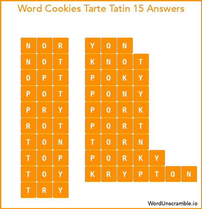 Word Cookies Tarte Tatin 15 Answers