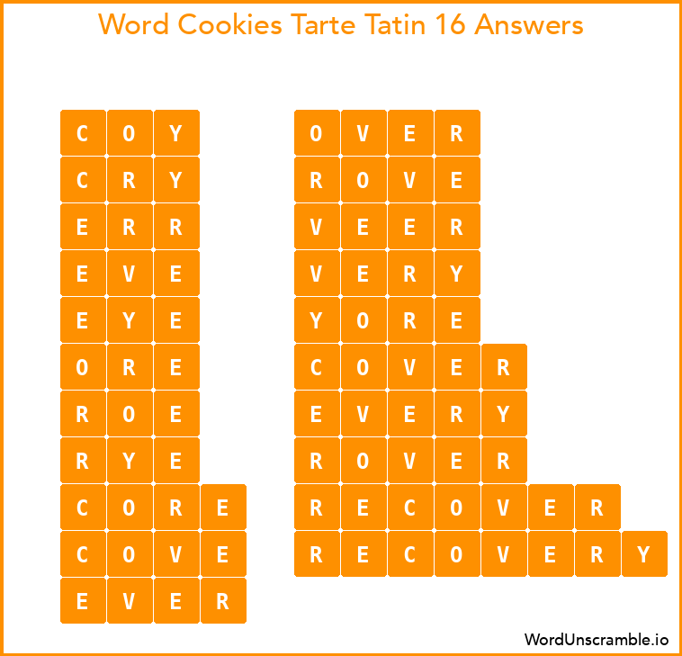 Word Cookies Tarte Tatin 16 Answers